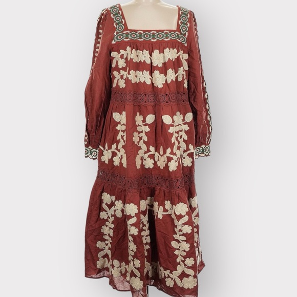 NWT Sézane Adénora Dress in Ecru Green Embroidery FR 38 / US 6 - Picture 8 of 16